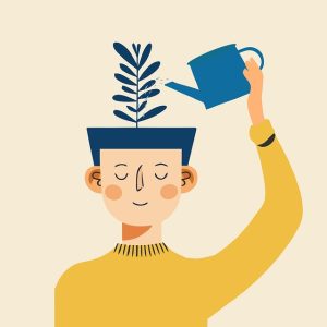 MAN WITH PLANT GROWING FROM HEAD