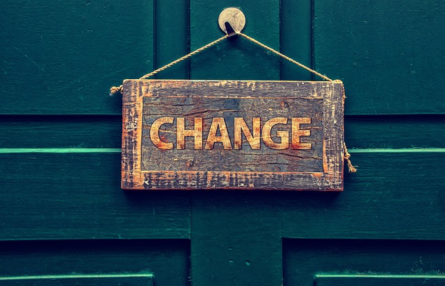 sign on door that says change