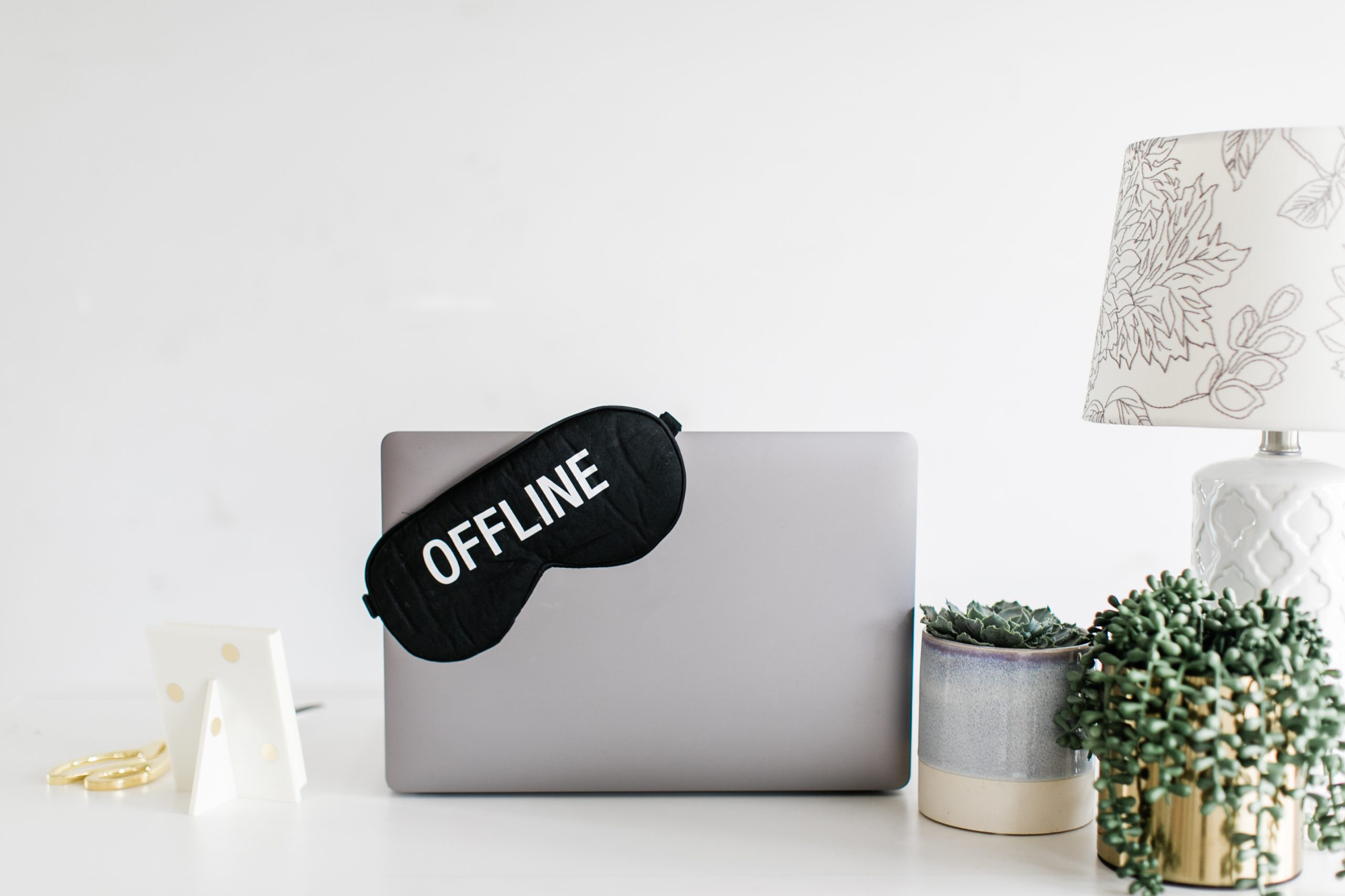 laptop with sign offline