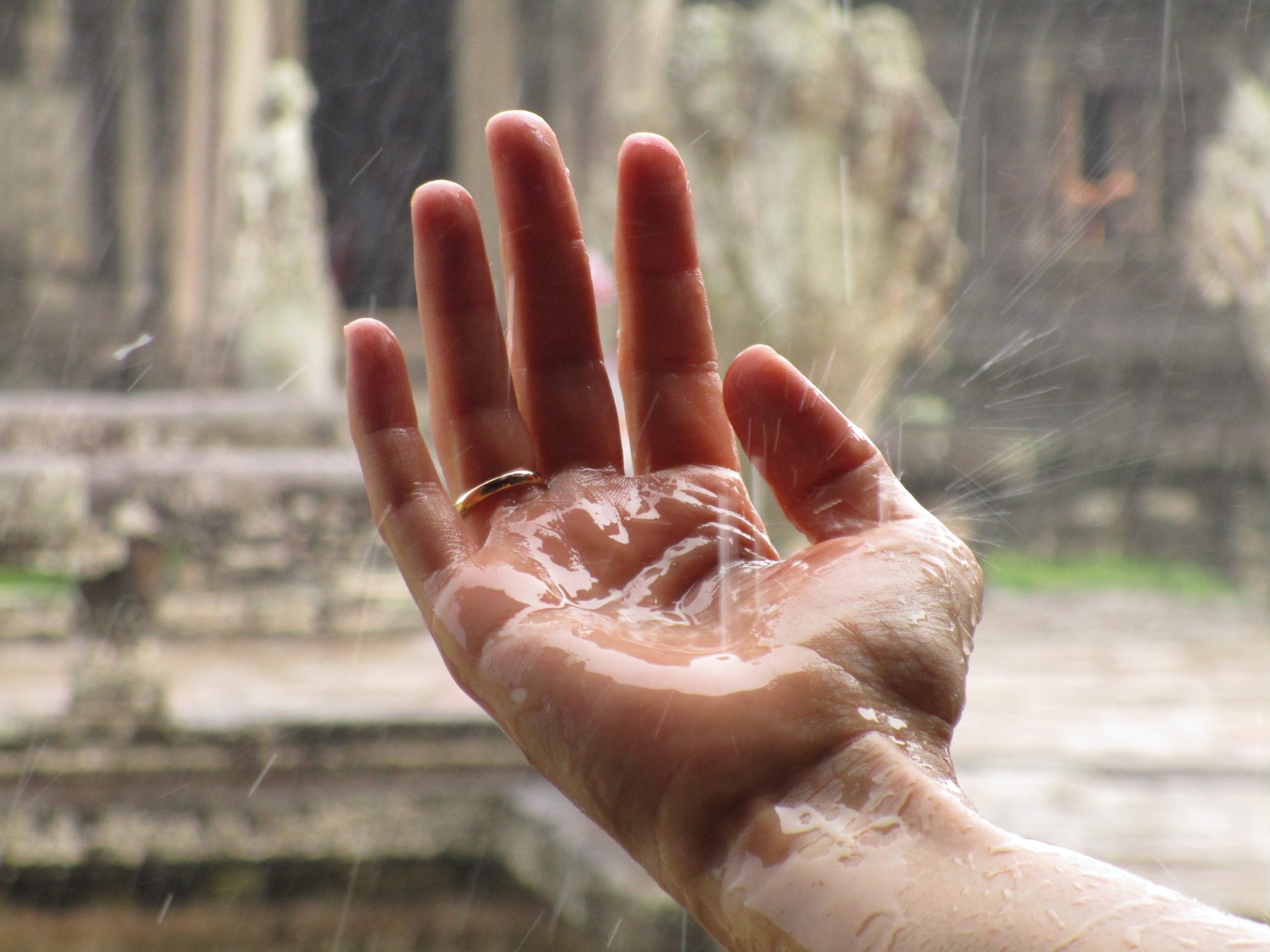 hand with water on it