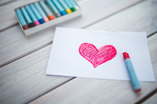 heart colored in crayons