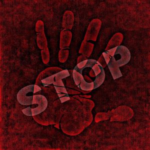 hand up with stop sign