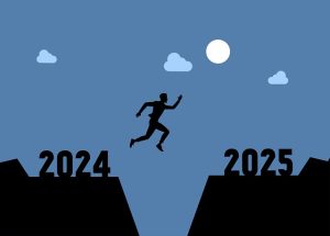 man jumping into 2025